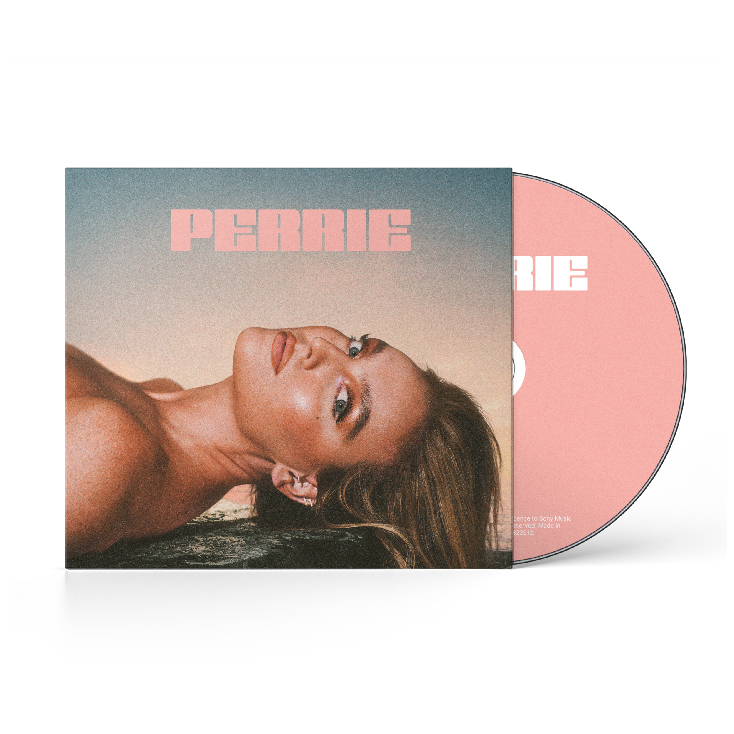Image of Front view of the PERRIE CD packshot, showing the album cover with the disc partially sliding out.